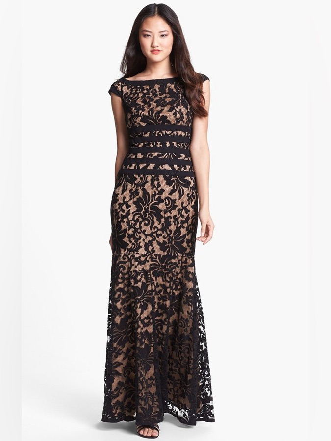 Textured Lace Mermaid Gown Tadashi Shoji